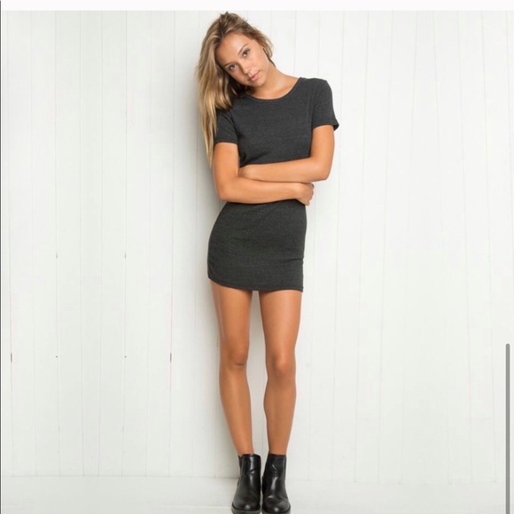 Brandy Melville Gray Ribbed T-Shirt Mini Dress - Picture 8 of 10